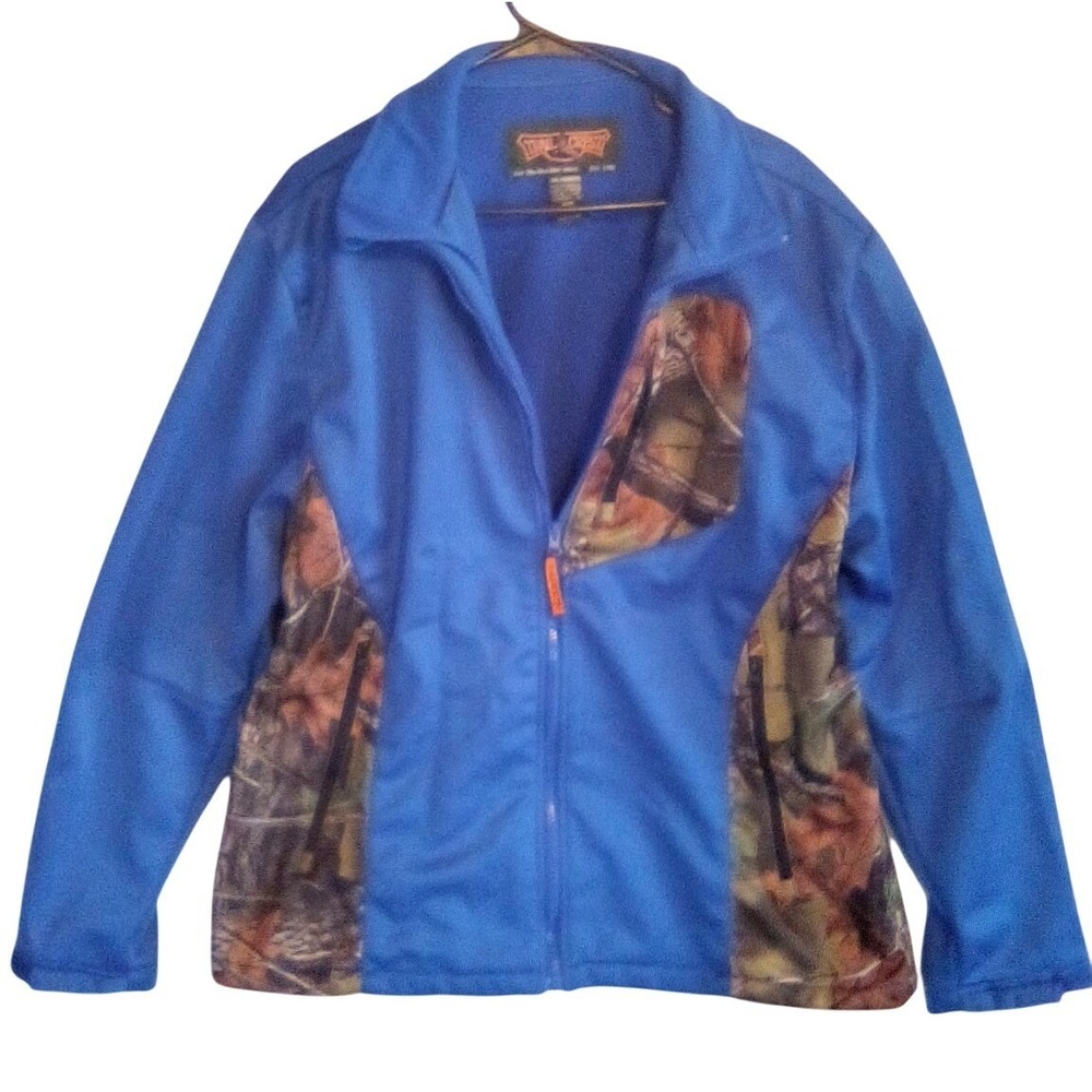 Trail Crest Mens Blue Camouflage Trim Full Zip Softshell Jacket XL